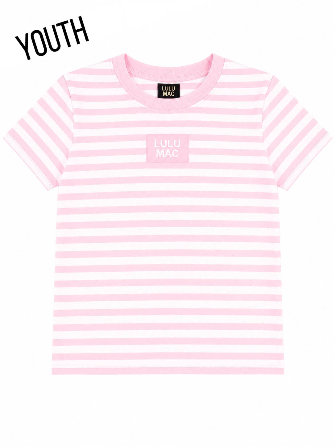 Lulu Mac- YOUTH STRIPE MONOCHROME PATCHBABY DOLL TOP-LIGHT PINK