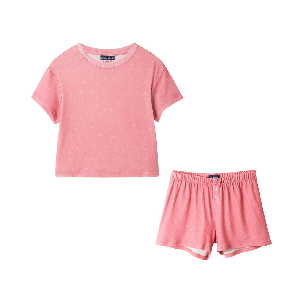 Tween Girls Baggy Tee & Boxer Set | Hearts