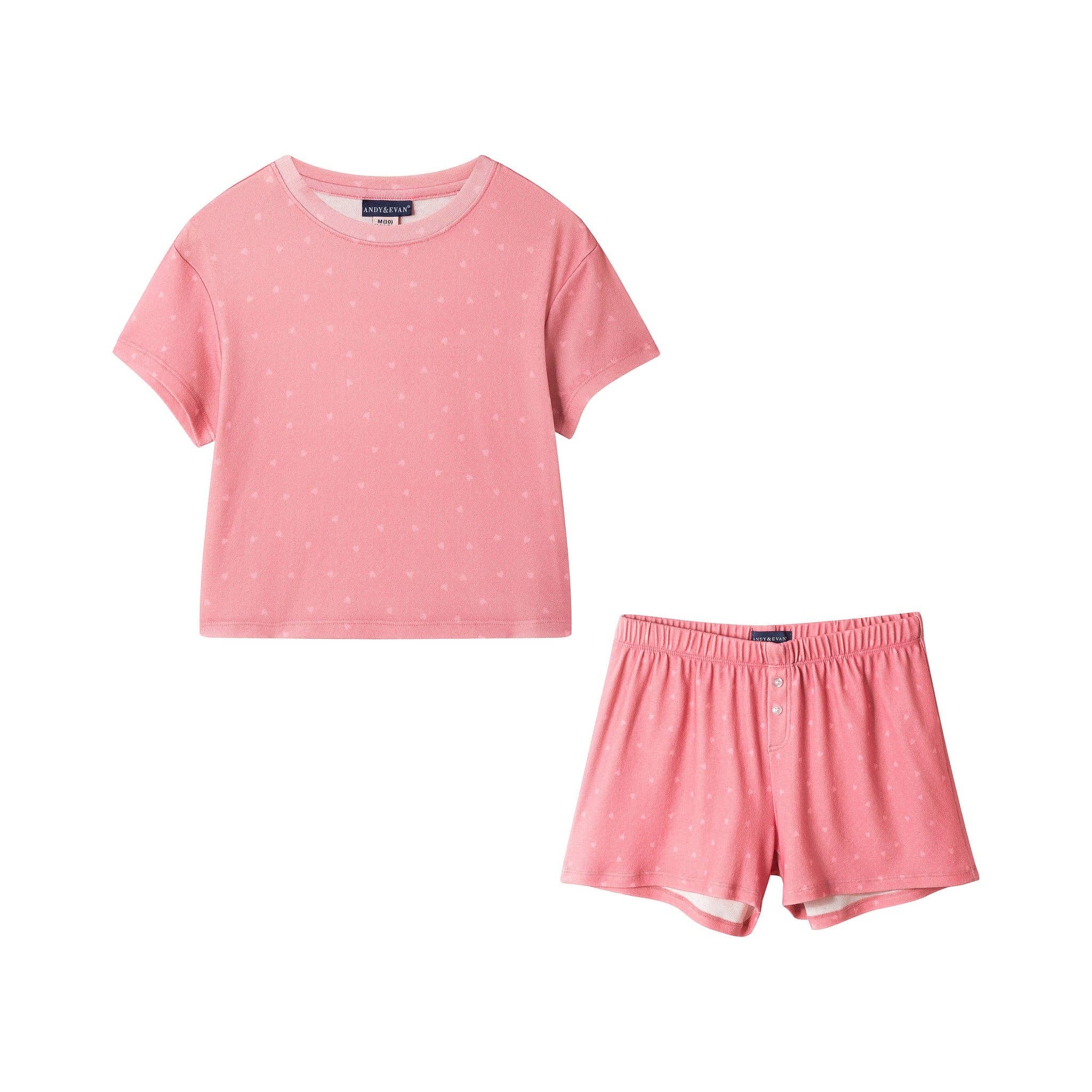 Tween Girls Baggy Tee & Boxer Set | Hearts