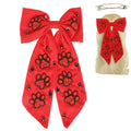 Bulldog  Black & Red Bow Barrette Hair Clip Paw Seed Bead Gemstone
