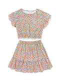GKSS-23-3054B-UM214 Girl's 2 pc Floral Skirt Set