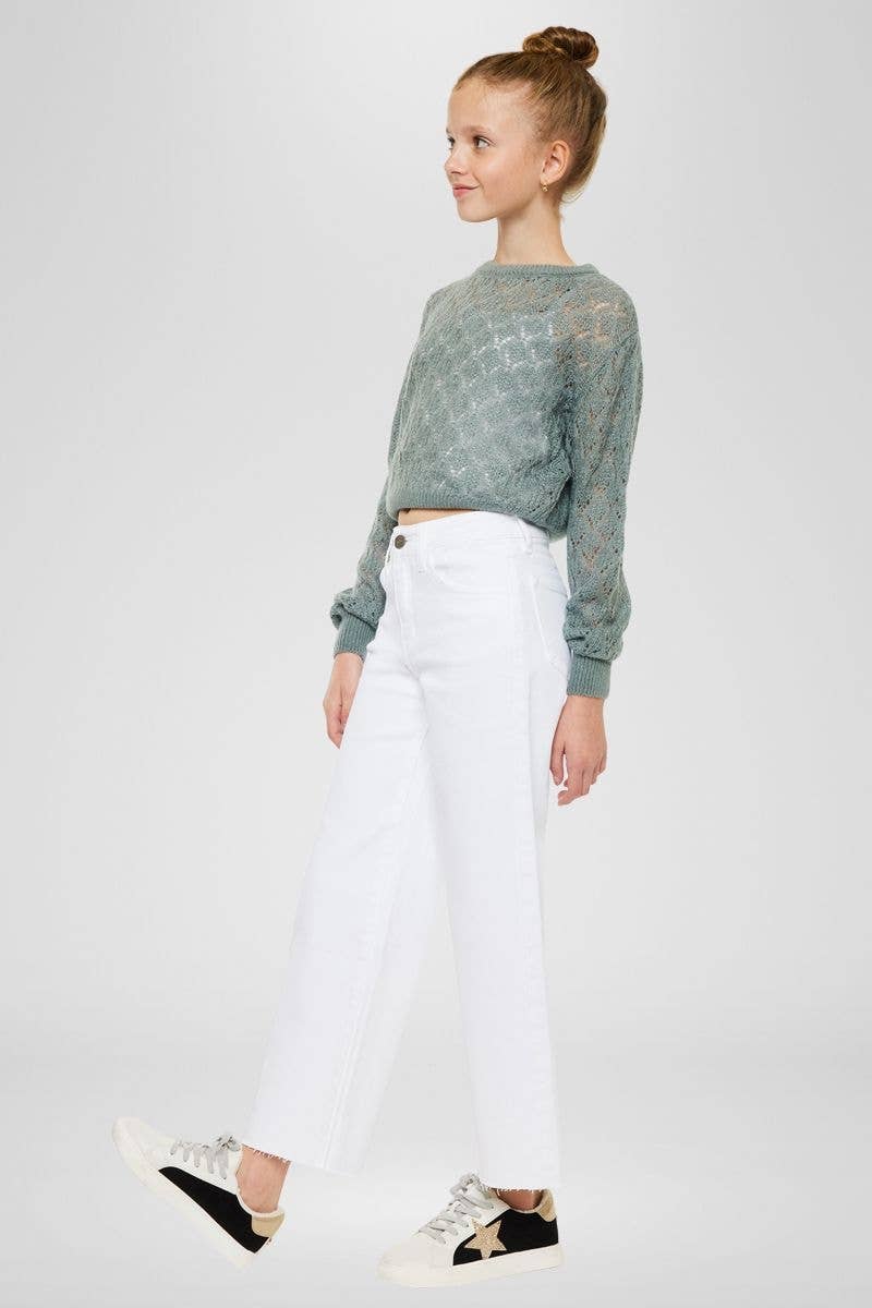 YOUTH HIGH RISE CROP WIDE LEG-YC7457WT
