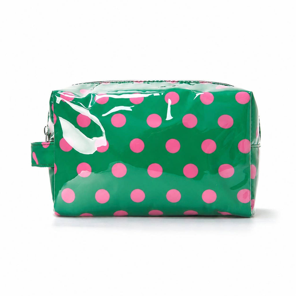 POLKA DOT Pink, Off White, Orange WATERPROOF CLEAR COSMETIC MAKEUP POUCH BAG |40P630