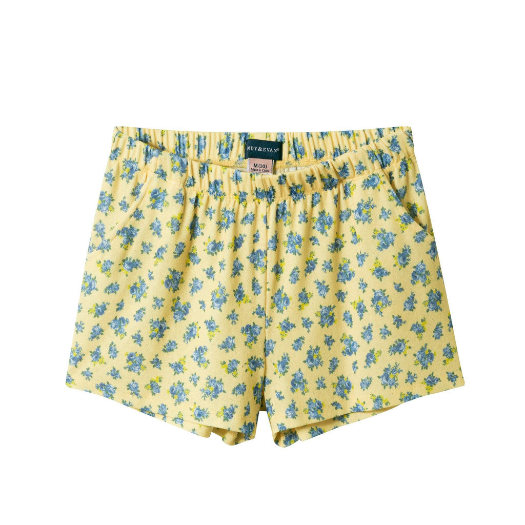 Henley Tank & Baggy Short Set | Yellow & Blue Floral