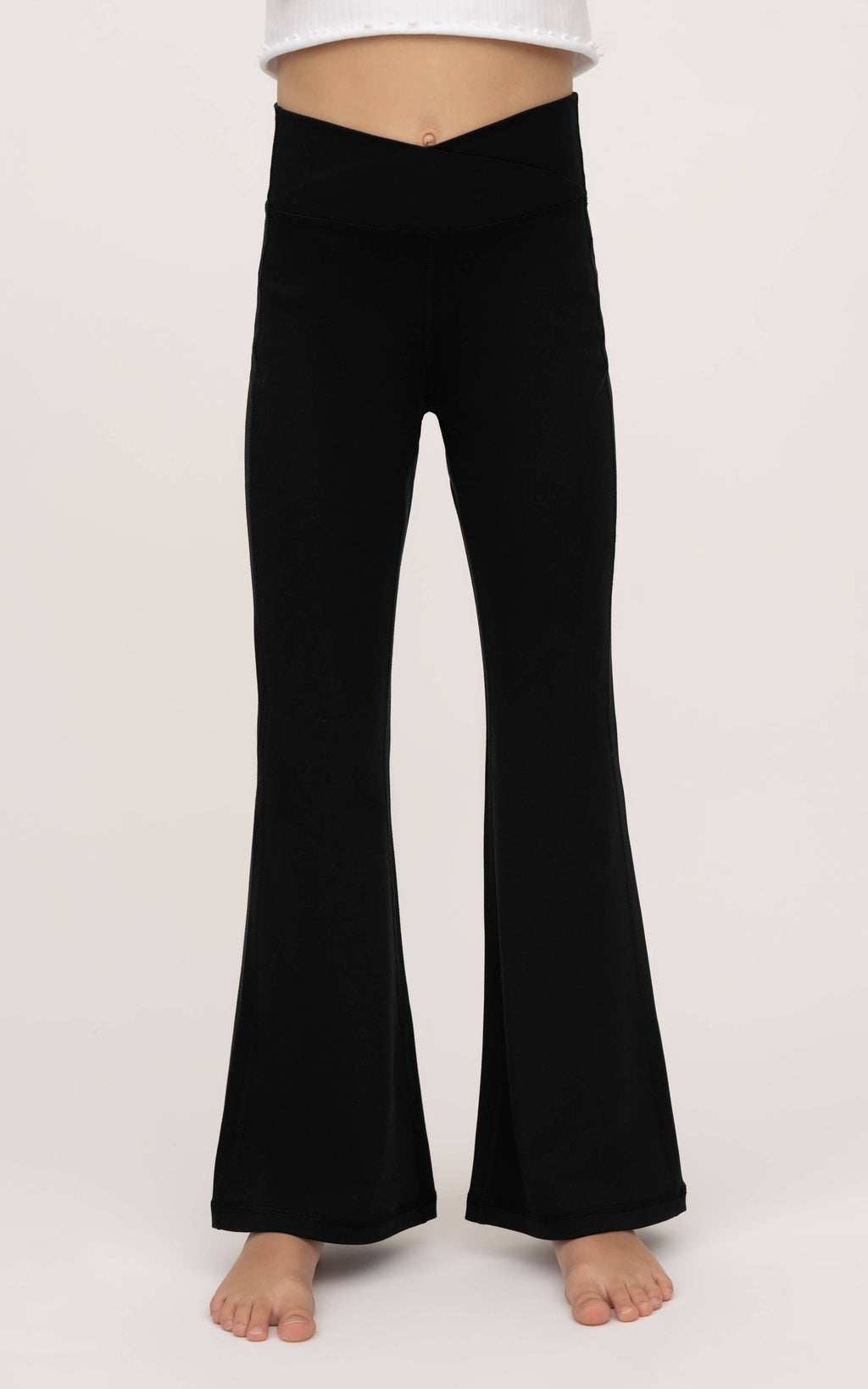 Girls Crossover Detailed Flared Leg Everyday Pants-90 Degree by Reflex & Yogalicious