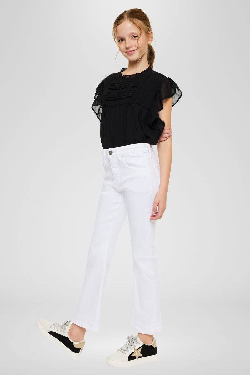 YOUTH HIGH RISE WHITE KICK FLARE JEANS-YC9281WT