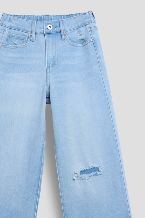 Girls Elastic Back Wide Leg Jeans-GP257002