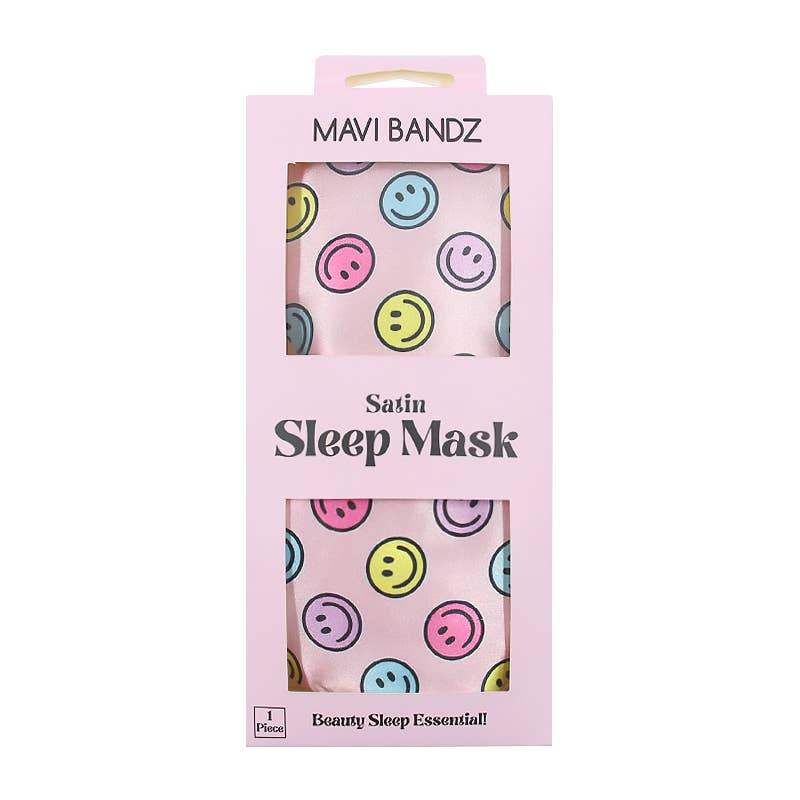 Karma Smiley Face Satin Sleep Mask Eye Cover for Bed