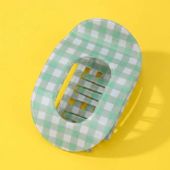 Jumbo Lay Flat Oval Hair Claw Clips Secure Styling Blue, Yellow, Mint, Pink 40H1126
