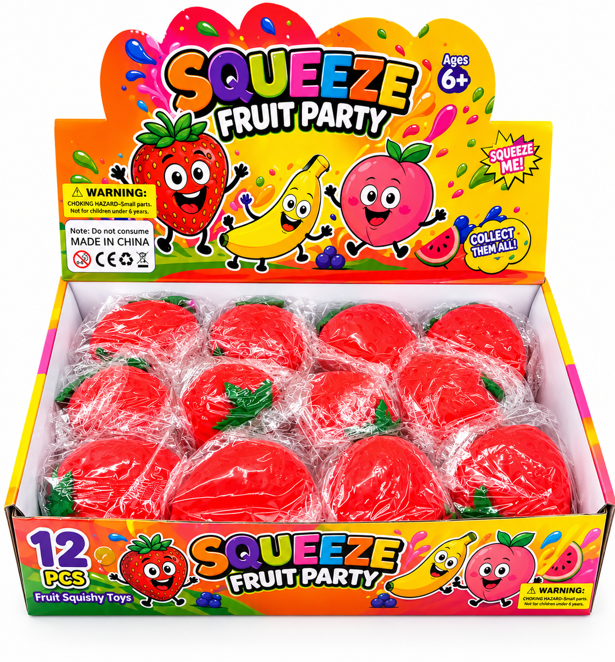 Strawberry Dough Ball Squishy – 12 Piece Display MSS1