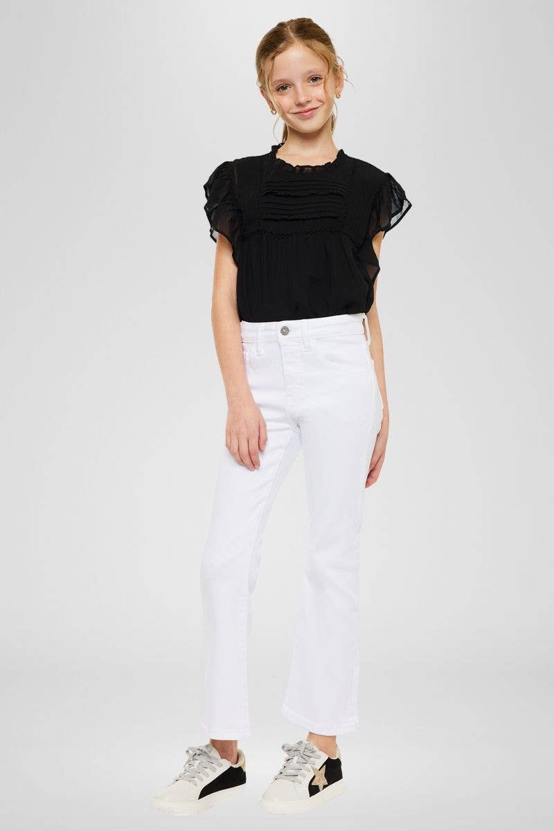 YOUTH HIGH RISE WHITE KICK FLARE JEANS-YC9281WT