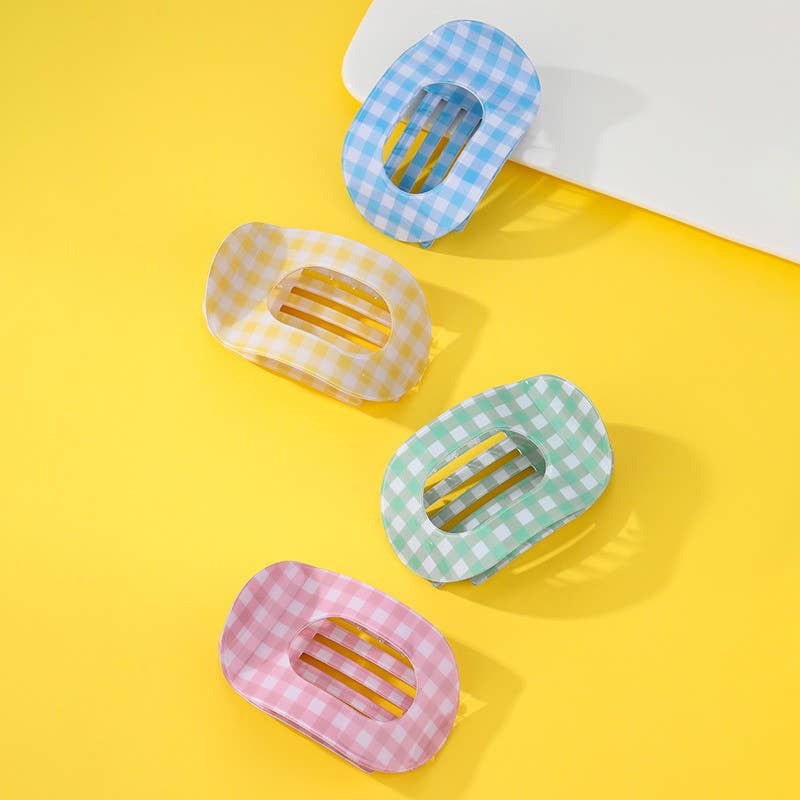 Jumbo Lay Flat Oval Hair Claw Clips Secure Styling Blue, Yellow, Mint, Pink 40H1126