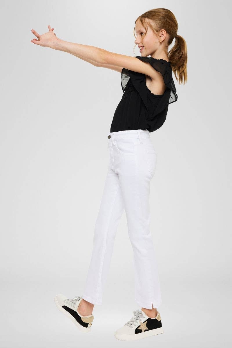 YOUTH HIGH RISE WHITE KICK FLARE JEANS-YC9281WT
