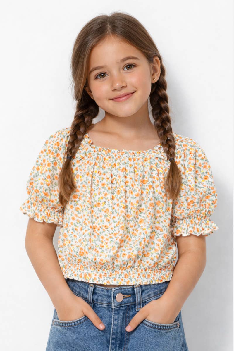 Girl's Fashion Top w/ Puff Sleeve