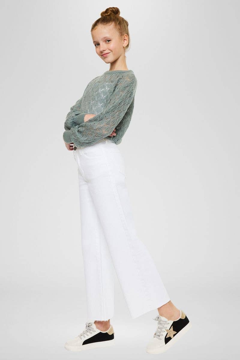 YOUTH HIGH RISE CROP WIDE LEG-YC7457WT