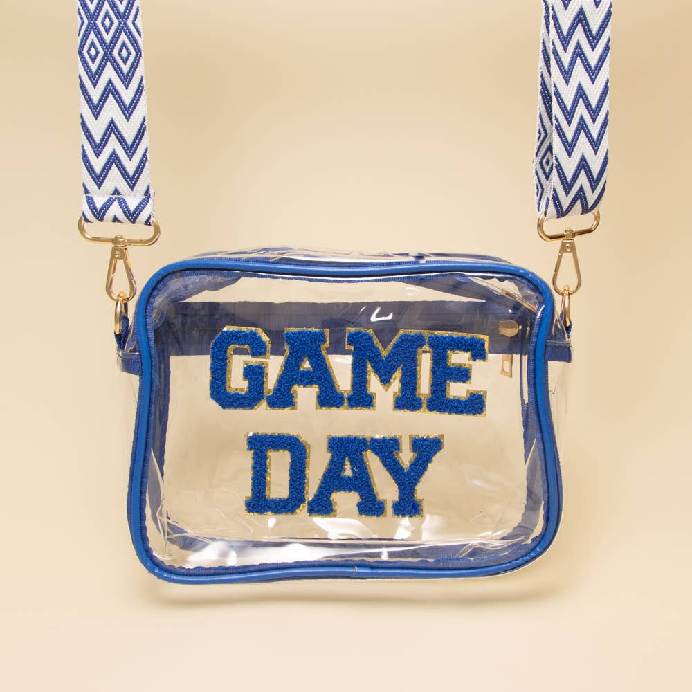 “Game Day” Red & Navy Crossbody Bag Fuzzy Chenille Clear