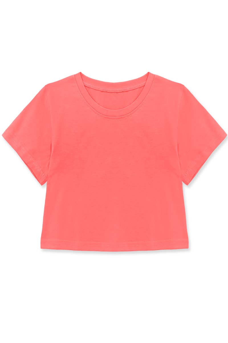 Girl's Soft Round Neck Crop Tee Rosy Pink