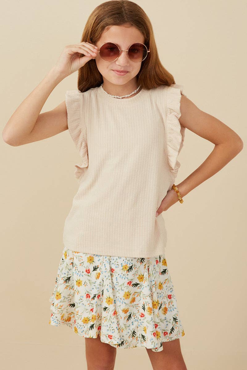 Hayden LA - Girls Ribbed Ruffled Detail Knit Tank
