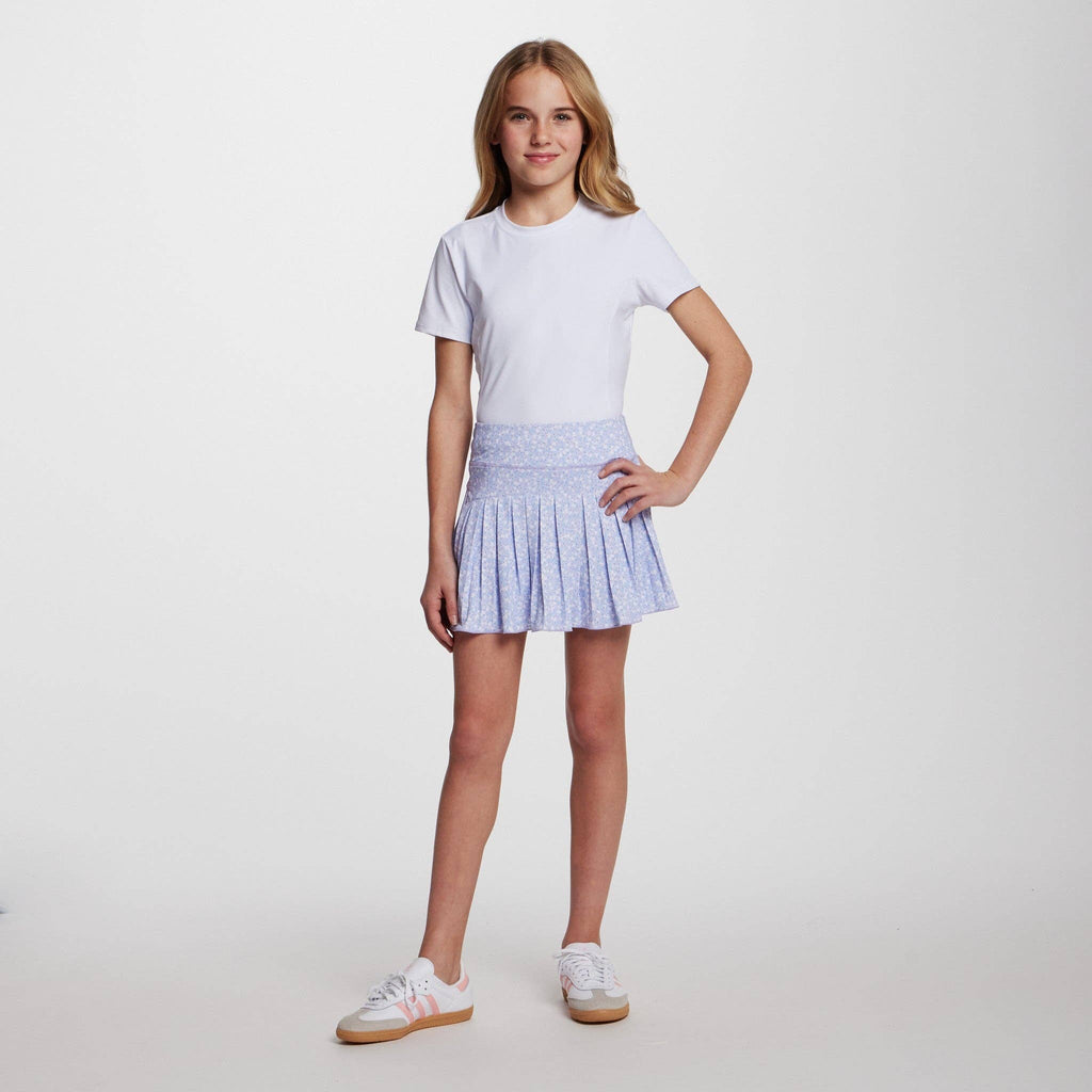 Tween Girls Printed Pleated Skort | Purple Floral